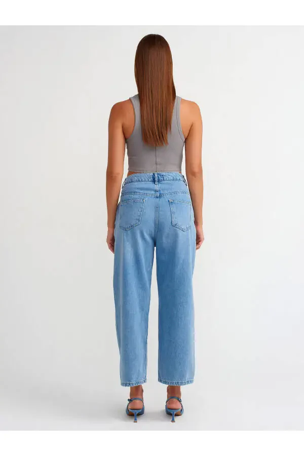 71495 Adjustable Belt Denim Shorts-Blue - 6