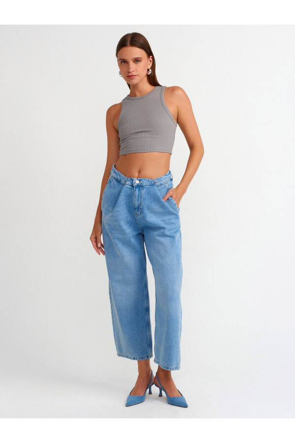 71495 Adjustable Belt Denim Shorts-Blue - 9