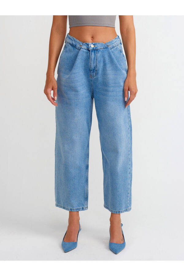 71495 Adjustable Belt Denim Shorts-Blue - 11