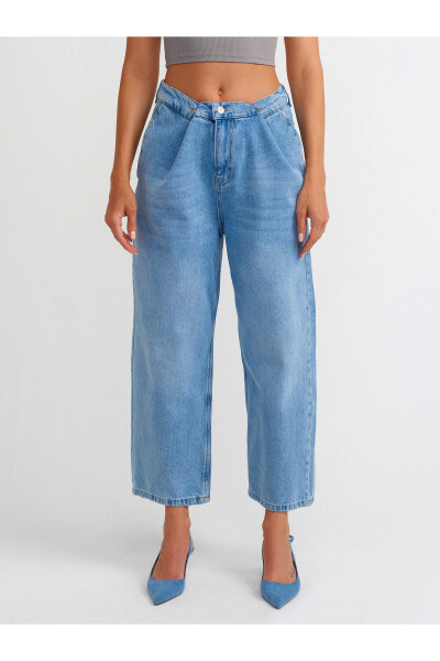 71495 Adjustable Belt Denim Shorts-Blue - 7