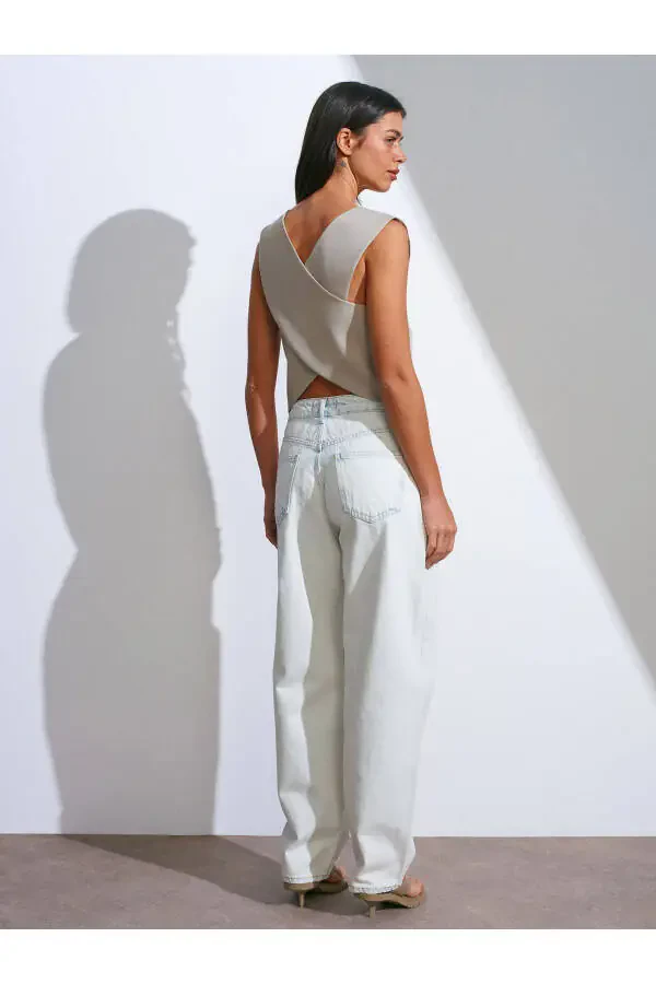 71505 Light Color Balloon Denim Pants - Light Blue - 2