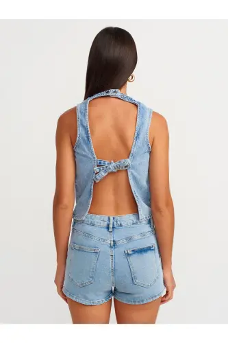 71508 Crossover Denim Skort - Blue - Blue - DILVIN (1)