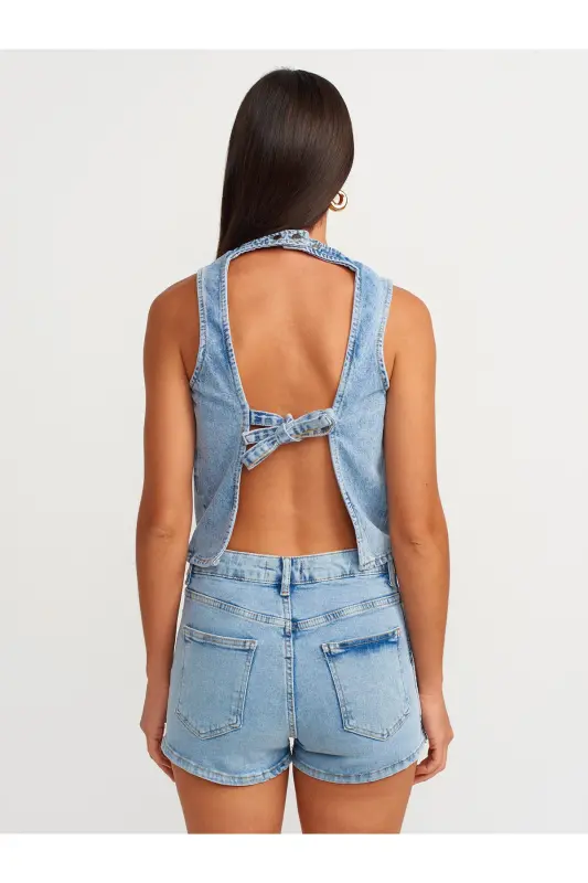 71508 Crossover Denim Skort - Blue - Blue - 2
