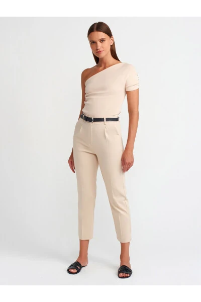 71521 Belted Smart Trousers-Stone - 9