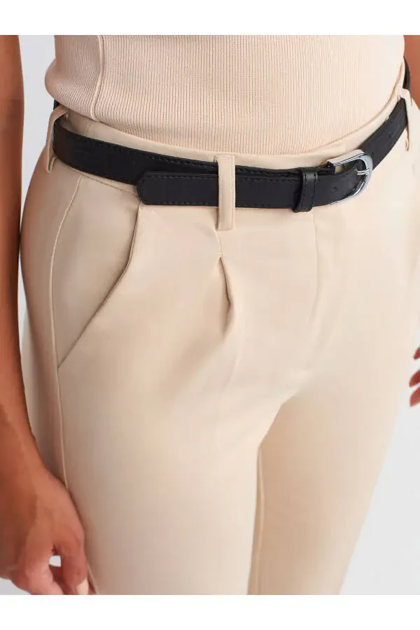 71521 Belted Smart Trousers-Stone - 12