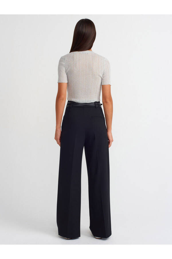 71526 High Waisted Trousers with Belt - Black - 18