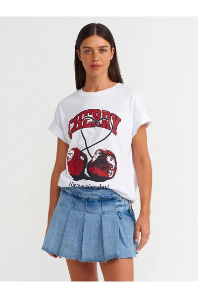 71672 Yon tomondan fermuarlı burmali denim shortish ko'ylak - Ko'k - 3