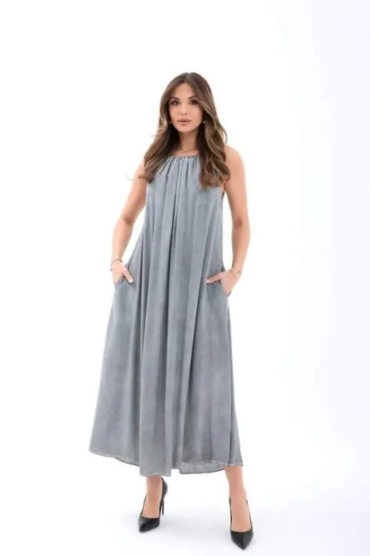 7387 DRESS-GRAY - BÜYÜKBEDENIZ