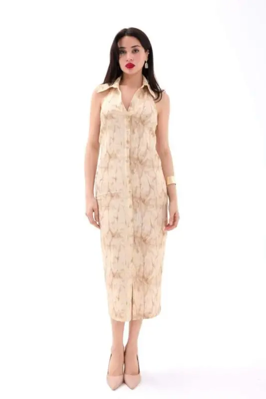 7428 DRESS-BEIGE - BÜYÜKBEDENIZ