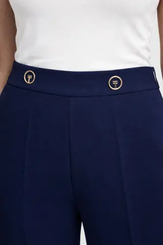 7512 Bol Paça Krep Pantolon Bitti-Lacivert - 2