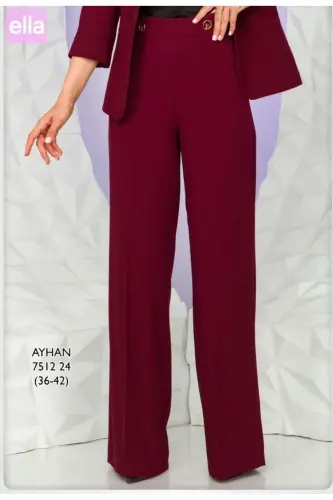 7512 Bol Paça Krep Pantolon-Bordo 