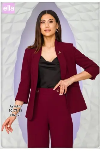 7512 Bol Paça Krep Pantolon-Bordo - AYHAN (1)