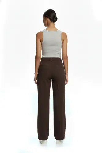 7512 Bol Paça Krep Pantolon-Kahverengi - 4