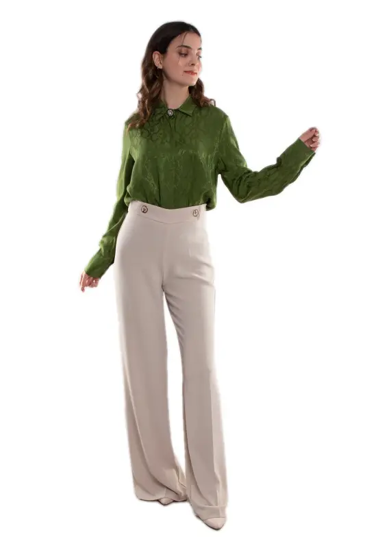 7512 Wide Leg Crepe Trousers - 1