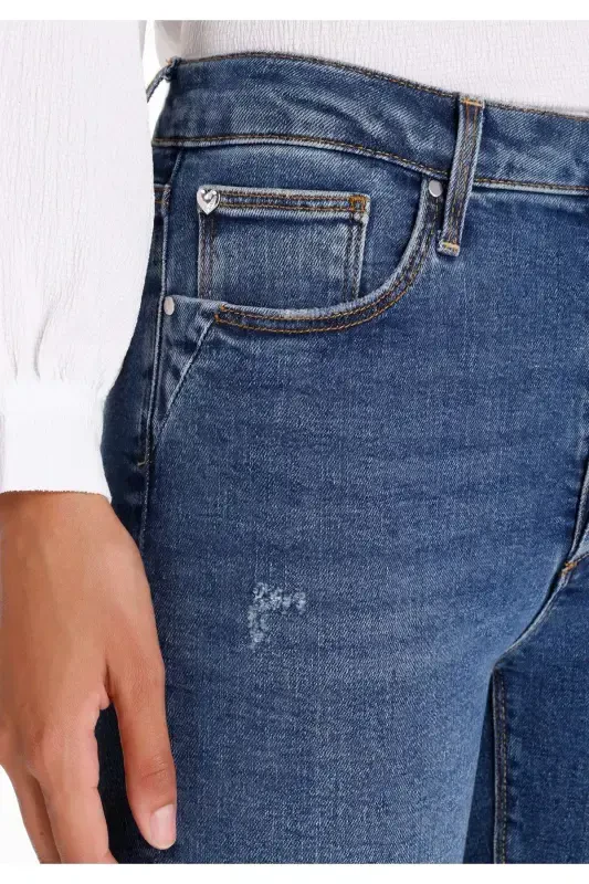 759 Lara ayollar uchun tor oyoqli ko'k shim - 6