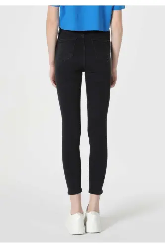 Skinny Fit Orta Bel Dar Paça Kadın Siyah Jean Pantolon - PEPEBLACK WASH - 3