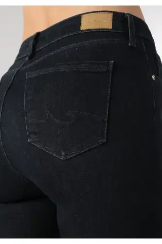 Skinny Fit Orta Bel Dar Paça Kadın İndigo Jean Pantolon - 8