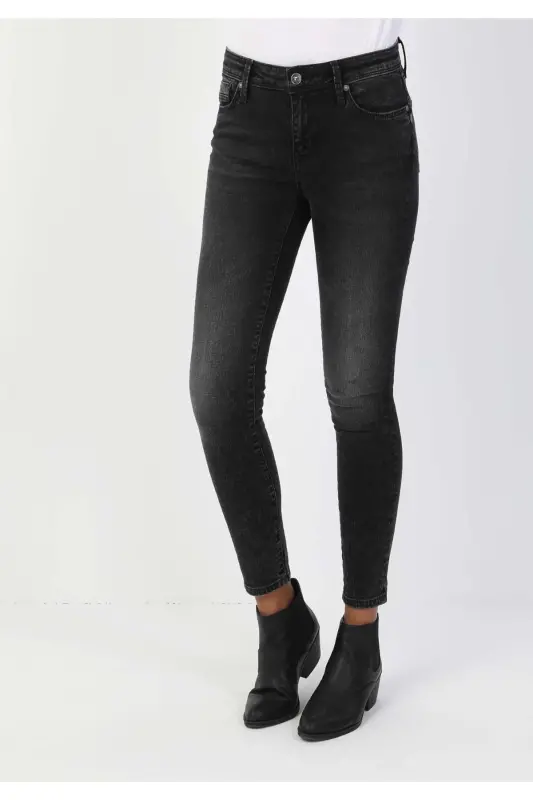 759 Lara Mid Rise Skinny Super Slim Fit Gray Women's Jeans - COLIN'S