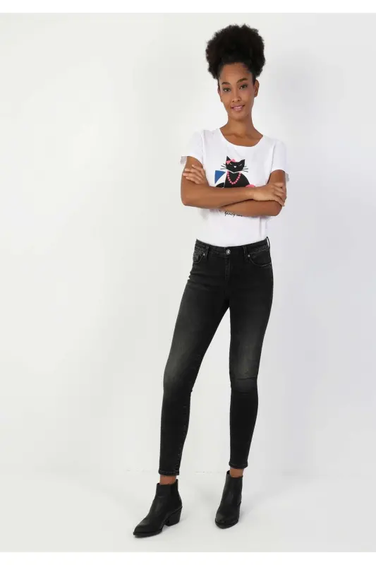 759 Lara Mid Rise Skinny Super Slim Fit Gray Women's Jeans - 3