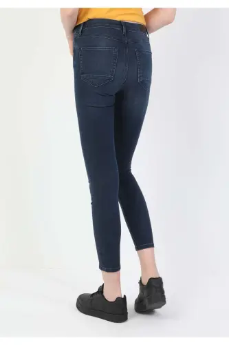 759 Lara Mid Waist Skinny Super Slim Fit Dark Blue Women's Jeans - COLIN'S (1)