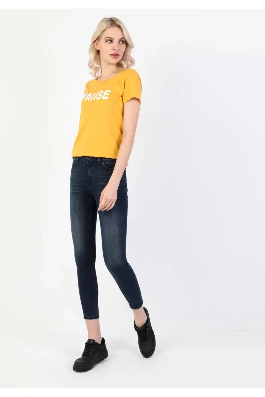 759 Lara Mid Waist Skinny Super Slim Fit Dark Blue Women's Jeans - 3