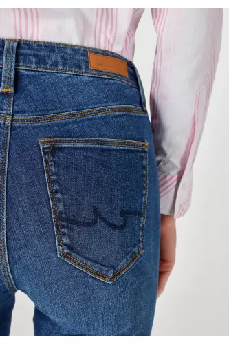 Super Slim Fit Orta Bel Süper Dar Paça Kadın İndigo Jean Pantolon - Q1.V1_DN04471 - 6