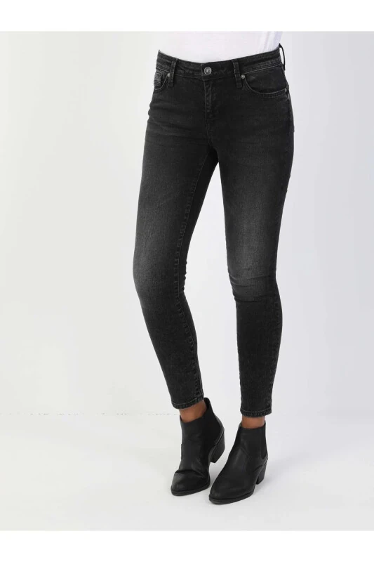 759 Lara O'rta Bel Tor Tiq Super Slim Fit Kulrang Ayollar Jins Shimini - 1