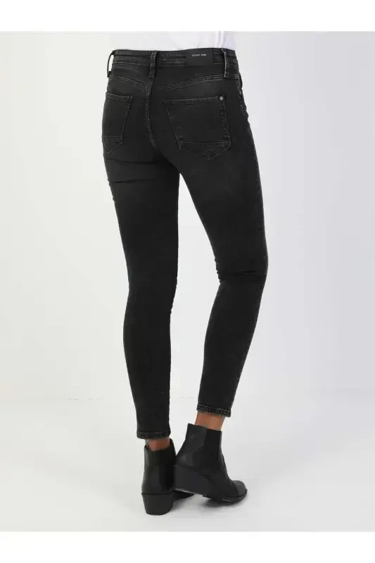 759 Lara O'rta Bel Tor Tiq Super Slim Fit Kulrang Ayollar Jins Shimini - 2