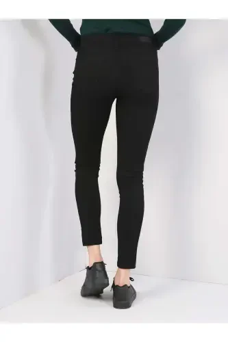 759 Lara O'rta bel tor tizzli Super Slim Fit qora ayollar jinsi shimini - COLIN’S (1)