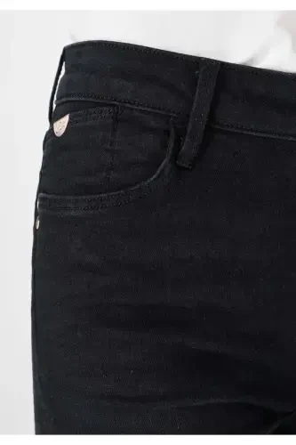 759 Lara super slim fit oddiy bel tor, qora ayollar jinsi shimini - 5