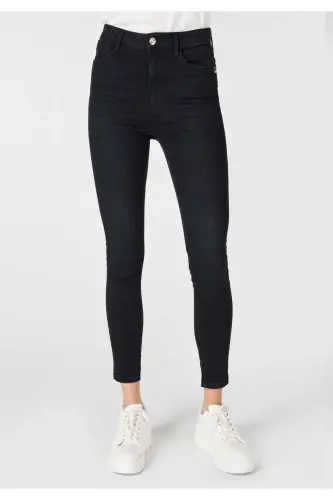 759 Lara super slim fit oddiy bel tor, qora ayollar jinsi shimini - 4