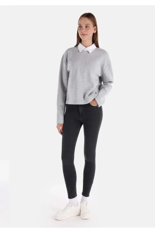 759 Lara Super Slim Fit Oddiy Bel Tor To'g'ri Oyoqli Qora Ayollar Shimi - 1