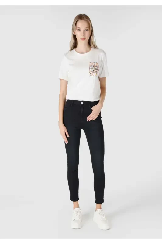 759 Lara Super Slim Fit Regular Waist Skinny Leg Black Women's Jeans - 1