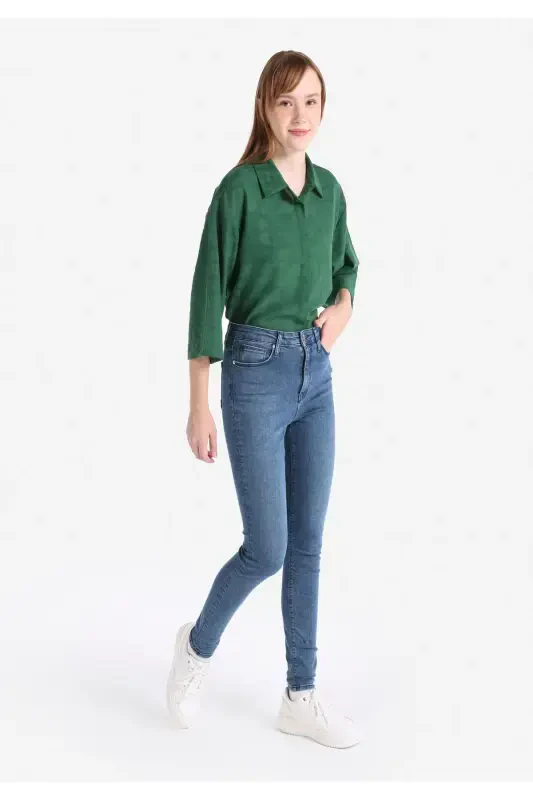 760 Diana yuqori bel tor qalin qora ayollar uchun jinsi shim. - 3