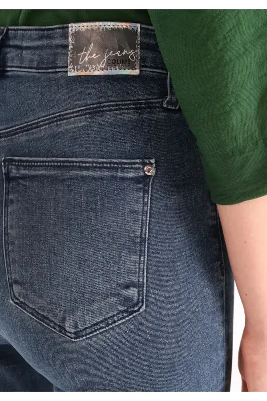 760 Женские джинсы Diana с высокой талией, зауженные, синие. - 6