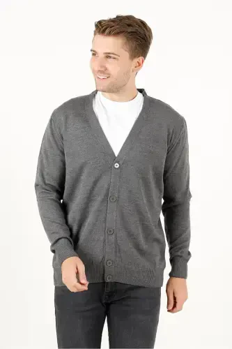 76000 Mevsimlik Triko Hırka-Koyu Gri - 1