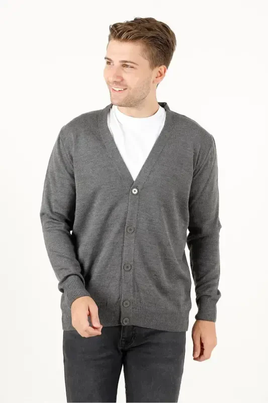 76000 Seasonal Knit Cardigan-Dark Grey - 1