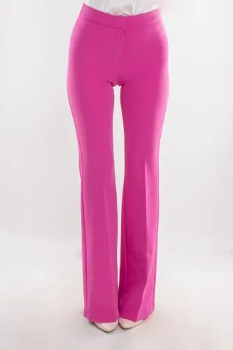 7673 Flared Women's Crepe Pants-FUCHSIA - AYHAN (1)