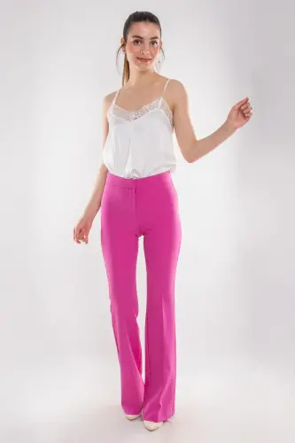 7673 Ispan Paça Ayollar Krep Shim-FUCHSIA - 1