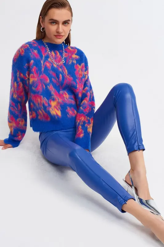7866 Fermuarli Sun'iy Teri Shim-saks-Saks - 5