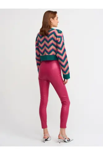 7866 Zippered Faux Leather Pants-fuchsia-Fuchsia - DILVIN (1)