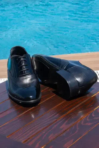 +7/9 Cm Height Increasing Hidden Heel Handmade Genuine Leather Brogue Classic Shoes, Wedding Shoes - 5