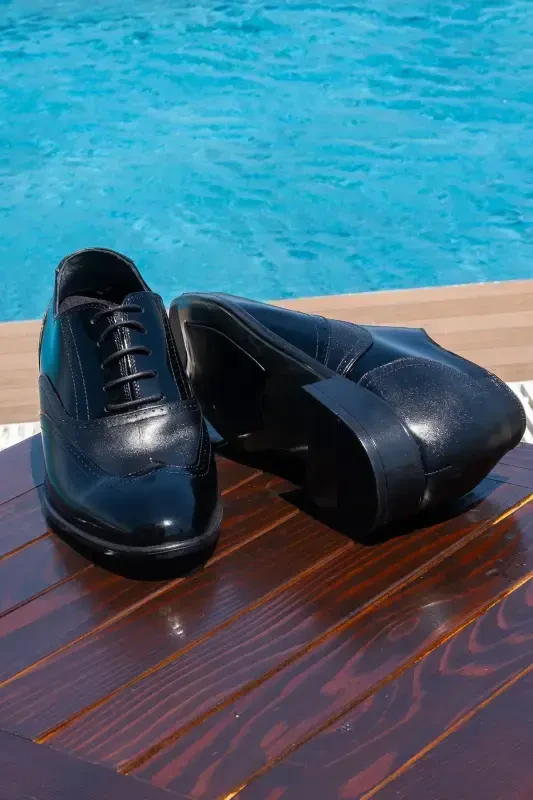 +7/9 Cm Height Increasing Hidden Heel Handmade Genuine Leather Brogue Classic Shoes, Wedding Shoes - 5