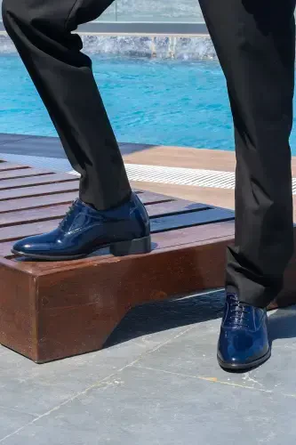 7/9 sm bo'yini uzaytiruvchi yashirin to'piqli haqiqiy charm maxsus kolleksiyasi laklangan klassik dam o'tkazish poyafzallari - 4