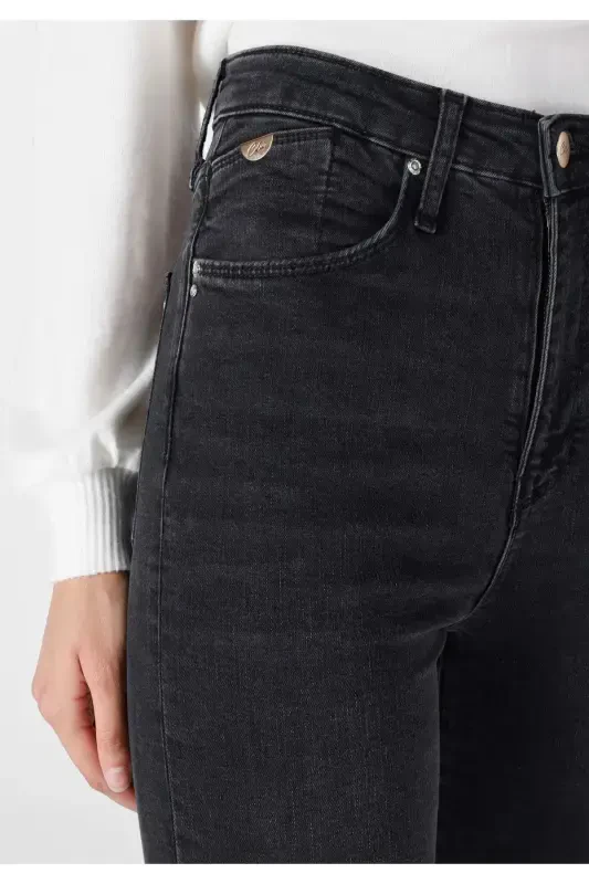 797 Adel Flare Fit Kengaytirilgan Oyoqli Qora Ayollar Jins Shim - 5