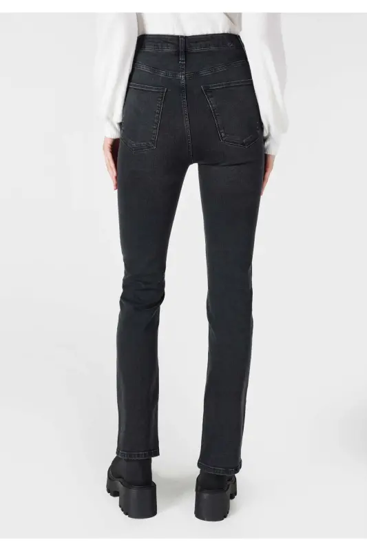 797 Adel Flare Fit Kengaytirilgan Oyoqli Qora Ayollar Jins Shim - 2