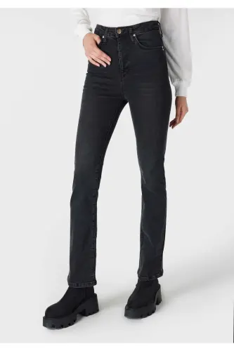 797 Adel Flare Fit Wide Leg Black Women's Jean Pants - 4