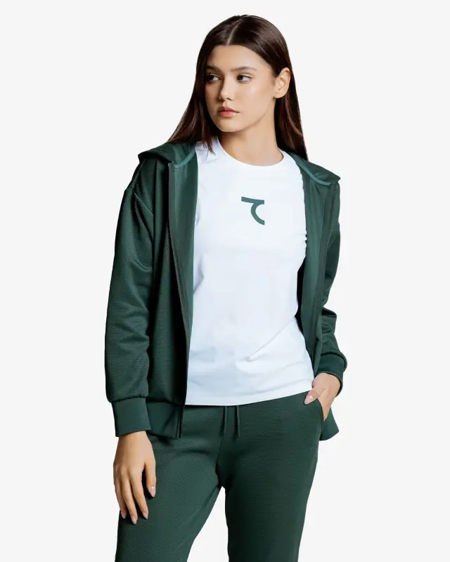 7BREEZE Kapüşonlu Sweatshirt - KOYU YEŞİL - 2
