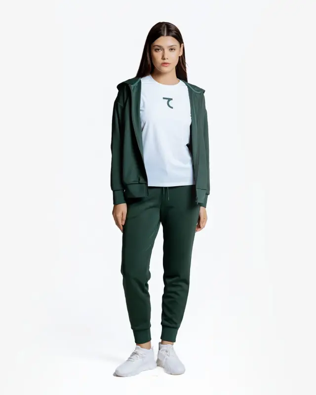 7BREEZE Kapüşonlu Sweatshirt - KOYU YEŞİL - 5
