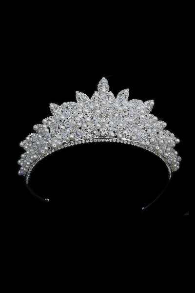 7cm High Crystal Stone and Pearl, Bridal Crown, Princess Model Crown - 7